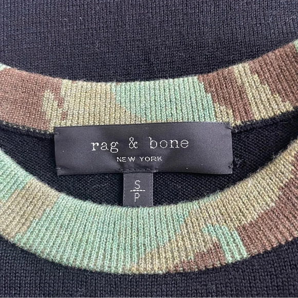 Rag & Bone Camo Merino Wool Pullover crewneck Sweater 30366 - Picture 4 of 5